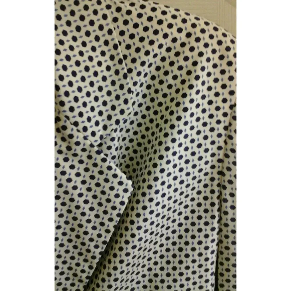 Christian Dior Designer Blazer women 6 100% silk ivory blue dots Luxury Capsule